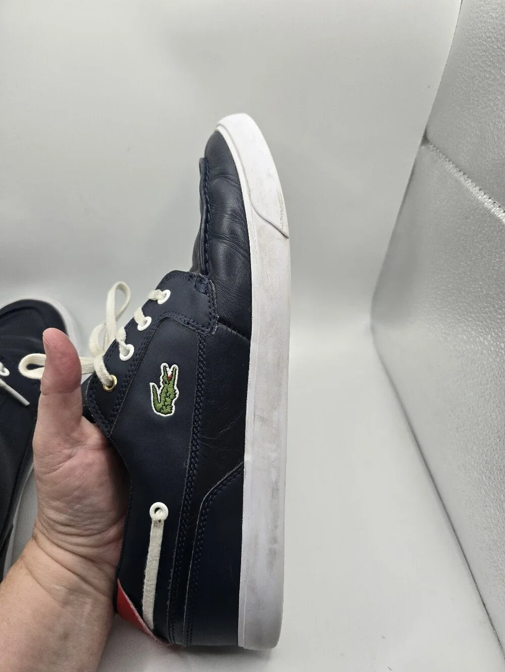 Lacoste Navy Boat/deck Preppy Nautical Leather Lace Up Sneakers. Mens 11